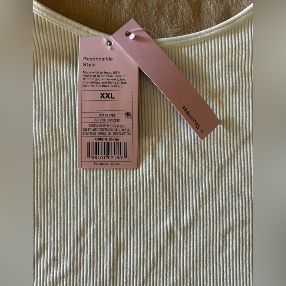 Wild Fable Seamless Ribbed Soft Blue Crop Top Long Sleeve Size XXL New - Picture 4 of 7